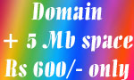 Domain Booking & Webspace  for  Just Rs 600/-